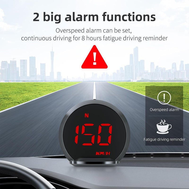 wiiiw GPS Speedometer G13, Heads up Display for Cars with Speed MPH, Compass Driving Direction, Fatigue Driving Reminder, Overspeed Alarm Trip Meter, for All Vehicles - Image 4